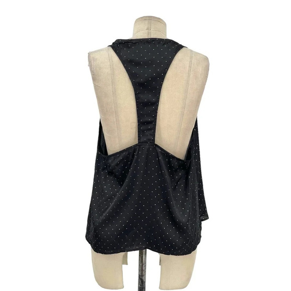 Free People Intimately Black Satin Gold Stud Polka Dot Tank Top Size Large - Picture 5 of 8